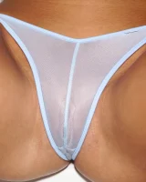 Nella taking a bath in see-through light blue bikini with cameltoe