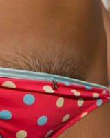 Tall hairy pussy Caitlin in pink bikini going nude at the house entrance