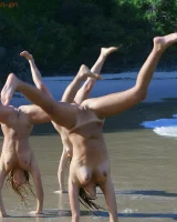 Lazuli, Seriya and Joan playing in the lake in bikinis