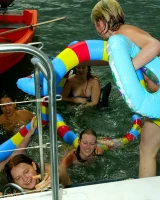 Diving six nudist girls