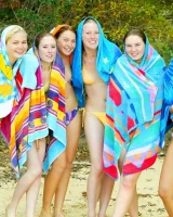 Six nudist girls playing games