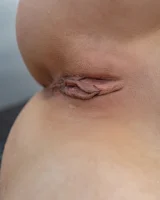 Young perfect body blonde Sophie in pink bikini going nude at the lakeside