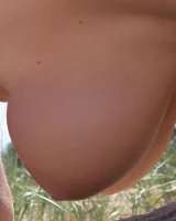 Big boobs Vanea appears in pink bikini and nude on the beach