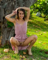 Delicious teen Mackenzie strips naked and poses shamelessly on the beach