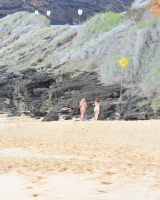 Sexy teens shedding bikinis to flaunt small tits & nice firm ass on the beach