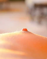 Michele is in the garden in motley bikini and nude