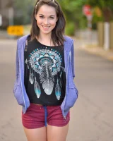 Skinny amateur teen Rachel slowly takes off her clothes and poses in public