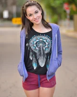 Skinny amateur teen Rachel slowly takes off her clothes and poses in public