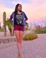 Skinny amateur teen Rachel slowly takes off her clothes and poses in public