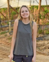 Athletic blonde babe enjoys pleasuring her bald pussy with sex toys