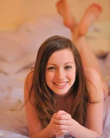 Skinny brunette cutie Victoria unveils her boobs and stretches her cunt