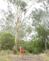 Hairy pussy Billie in bikini at the river