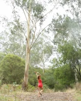 Hairy pussy Billie in bikini at the river