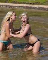 Shanty and Shannon bikini beach fun
