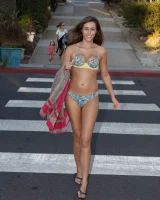 Amazing Anastasia Black is walking on the street and beach in her sexy bikini