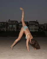 Amazing Anastasia Black is walking on the street and beach in her sexy bikini