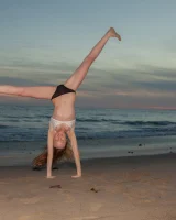 Amazing Audrey Star is at the beach in bikini in the evening