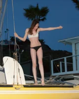 Amazing Audrey Star is at the beach in bikini in the evening