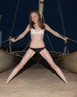 Amazing Audrey Star is at the beach in bikini in the evening