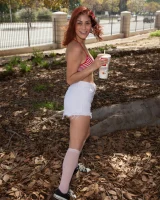 Helena de Sesa in red and white bikini so what security