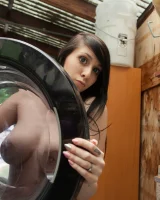 Busty girl Luna Kitsuen in sexy pink bikini has great ass