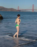 Amazing china beaching hot brunette Paris Moffer in exciting bikini