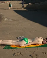 Amazing china beaching hot brunette Paris Moffer in exciting bikini