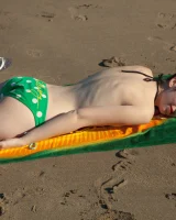 Amazing china beaching hot brunette Paris Moffer in exciting bikini