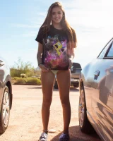 Busty chick Rochelle Safford is at the nature in sexy micro bikini