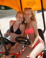 Young beach bikini blonde goddesses Rune Kimele and Bernie Svintis