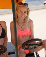 Young beach bikini blonde goddesses Rune Kimele and Bernie Svintis