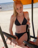Young beach bikini blonde goddesses Rune Kimele and Bernie Svintis