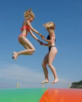 Young beach bikini blonde goddesses Rune Kimele and Bernie Svintis