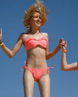 Young beach bikini blonde goddesses Rune Kimele and Bernie Svintis