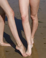 Young beach bikini blonde goddesses Rune Kimele and Bernie Svintis