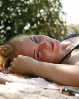 Young beach bikini blonde goddesses Rune Kimele and Bernie Svintis