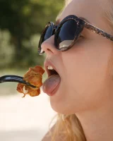 Young beach bikini blonde goddesses Rune Kimele and Bernie Svintis