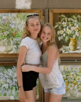 Two young sexy blonde hotties Rune Kimele and Bernie Svintis are walking in the city and changing in bikini in the forest