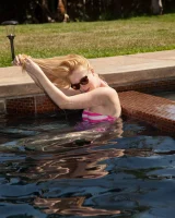 Exciting Samantha Rone is showing perfect body in bikini in the pool