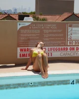 Serina Cardoni is in the pool in bikini showing tasty apple exciting bikini ass