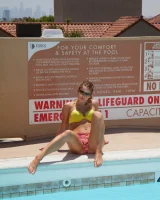 Serina Cardoni is in the pool in bikini showing tasty apple exciting bikini ass