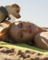 Amateur babe Sloan Kendricks enjoys a day on the beach modeling her swimsuits