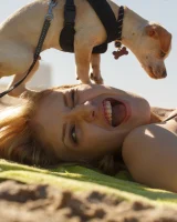 Amateur babe Sloan Kendricks enjoys a day on the beach modeling her swimsuits