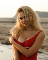 Hottie in a sexy swimsuit Sofia Orlova getting dirty on the beach