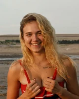 Hottie in a sexy swimsuit Sofia Orlova getting dirty on the beach