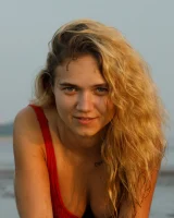 Hottie in a sexy swimsuit Sofia Orlova getting dirty on the beach