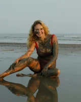 Hottie in a sexy swimsuit Sofia Orlova getting dirty on the beach