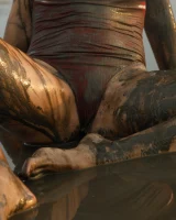 Hottie in a sexy swimsuit Sofia Orlova getting dirty on the beach