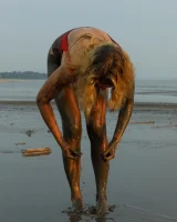 Hottie in a sexy swimsuit Sofia Orlova getting dirty on the beach