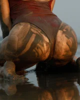 Hottie in a sexy swimsuit Sofia Orlova getting dirty on the beach